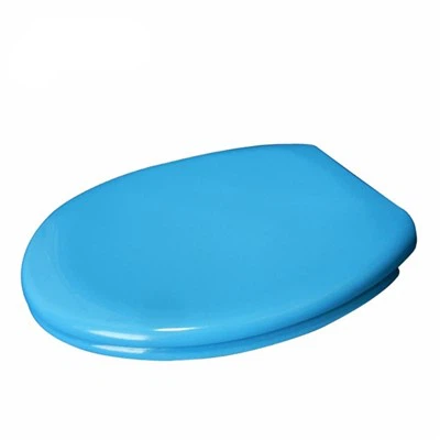 Blauwe langzaam sluitende toiletbril